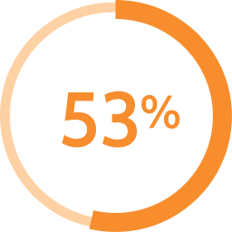Donut chart indicating 72 percent
