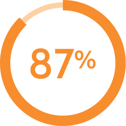 Donut chart indicating 85 percent